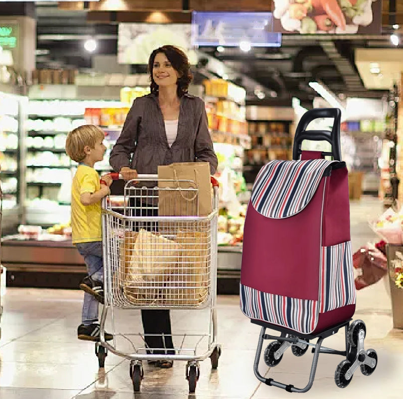 🛒2025 model with a 50% discount 🔝Large Capacity Portable Folding Stair Climbable Cart🔝 Effortless Lifting, Stair Climbing Made Easy, A Great Helper for Shopping and Moving!