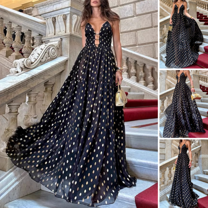 🫅The Queen's Dress👑Spaghetti Strap Polka Dot Maxi Dress
