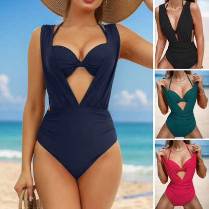 🏖️ Women's Tie Solid Color Swimsuit 2-PCS Set