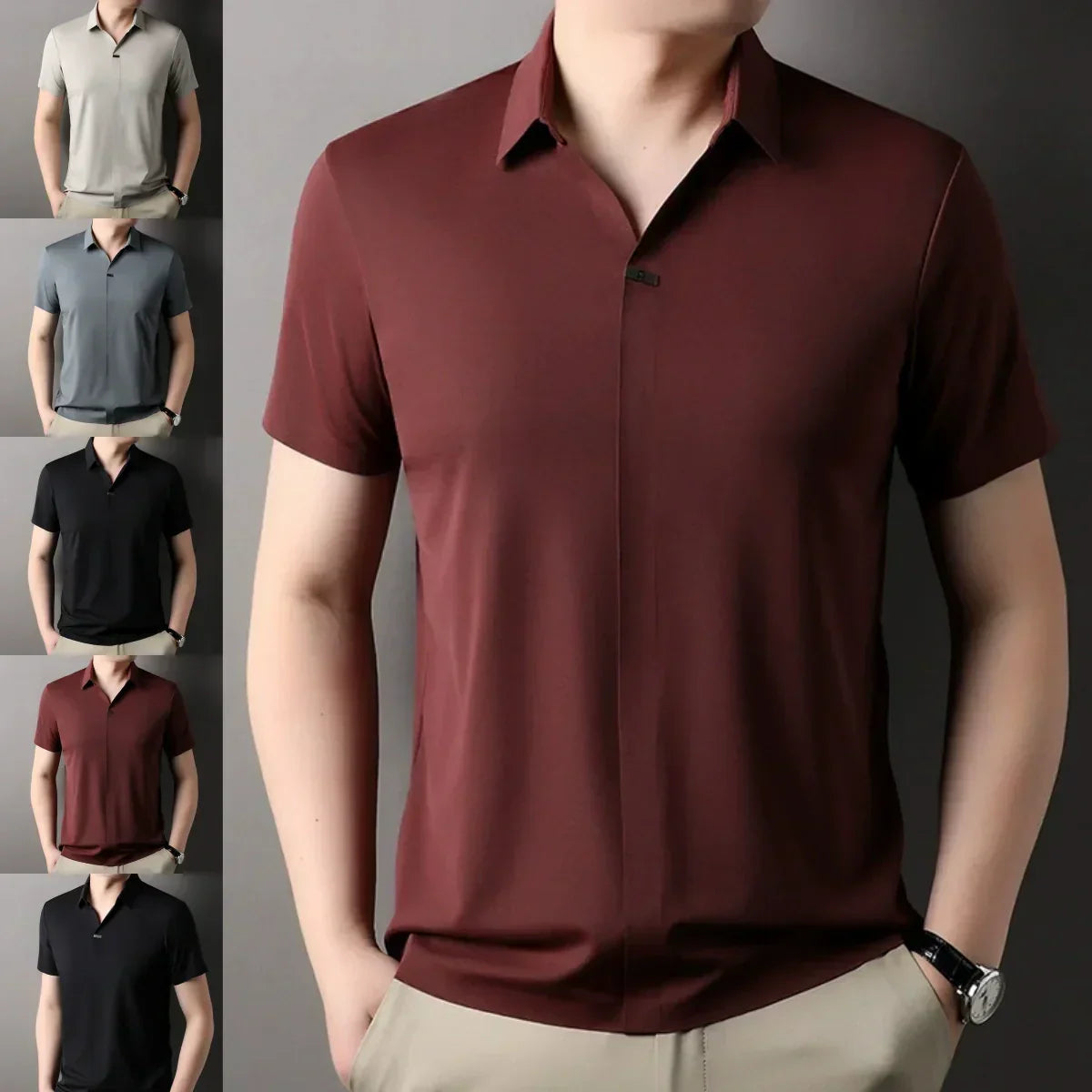 🔥Men's Breathable Short Sleeve Collar Shirt（50% OFF）