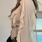 📣🥰2025 Spring Sale: Big Discounts👚V-Neck Button Closure Ruffle Trimmed Blouse