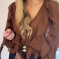 📣🥰2025 Spring Sale: Big Discounts👚V-Neck Button Closure Ruffle Trimmed Blouse