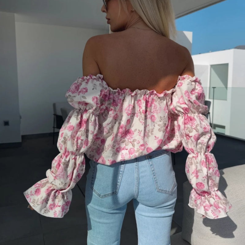 🌞The Summer Hot Sale 🌸 Floral Print Smocked Off-the-Shoulder Top🌸
