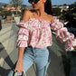 🌞The Summer Hot Sale 🌸 Floral Print Smocked Off-the-Shoulder Top🌸