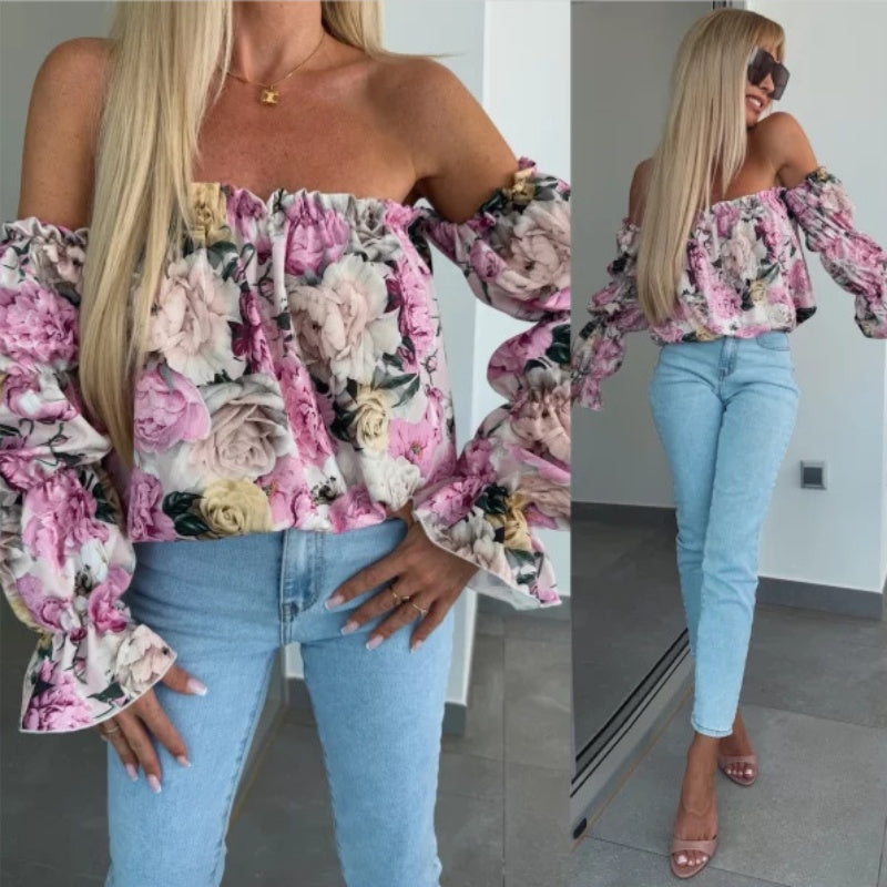 🌞The Summer Hot Sale 🌸 Floral Print Smocked Off-the-Shoulder Top🌸