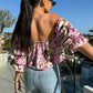 🌞The Summer Hot Sale 🌸 Floral Print Smocked Off-the-Shoulder Top🌸
