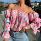 🌞The Summer Hot Sale 🌸 Floral Print Smocked Off-the-Shoulder Top🌸
