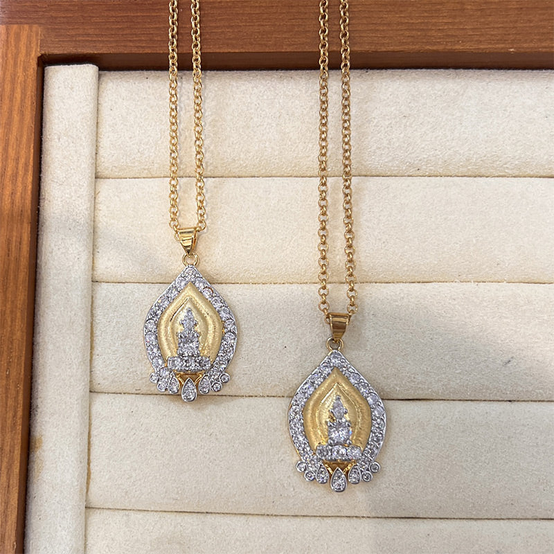 📿2025 Spring New Arrivals🎁😍Retro Style Gold Tower Rhinestone Pendant