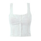 🌟👚Women's White Square Neck Sleeveless Crop Top🌞 Stylish and Versatile, Essential for a Refreshing Summer, Showcasing Graceful Charm!