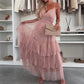 🔥Hot Sale 56% OFF 👗New Style Women’s Elegant Spaghetti Strap Tiered Tulle Maxi Dress🌷 Layered and Ethereal, A Fresh Summer Fashion Choice!