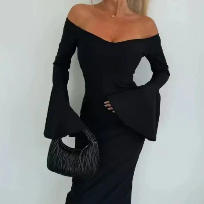 💕Limited Sale 50% OFF -New arrivals for summer 2025🥻Off-Shoulder Bell Sleeve Midi Dress