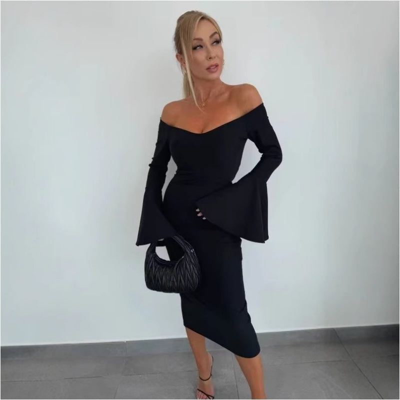 💕Limited Sale 50% OFF -New arrivals for summer 2025🥻Off-Shoulder Bell Sleeve Midi Dress