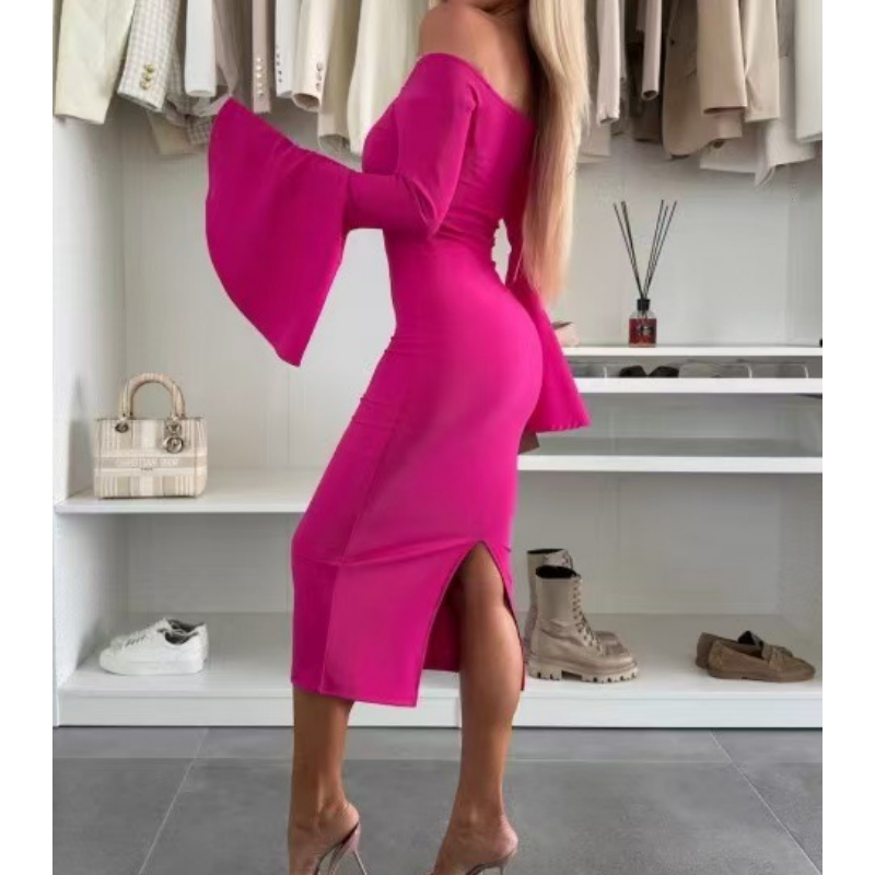 💕Limited Sale 50% OFF -New arrivals for summer 2025🥻Off-Shoulder Bell Sleeve Midi Dress