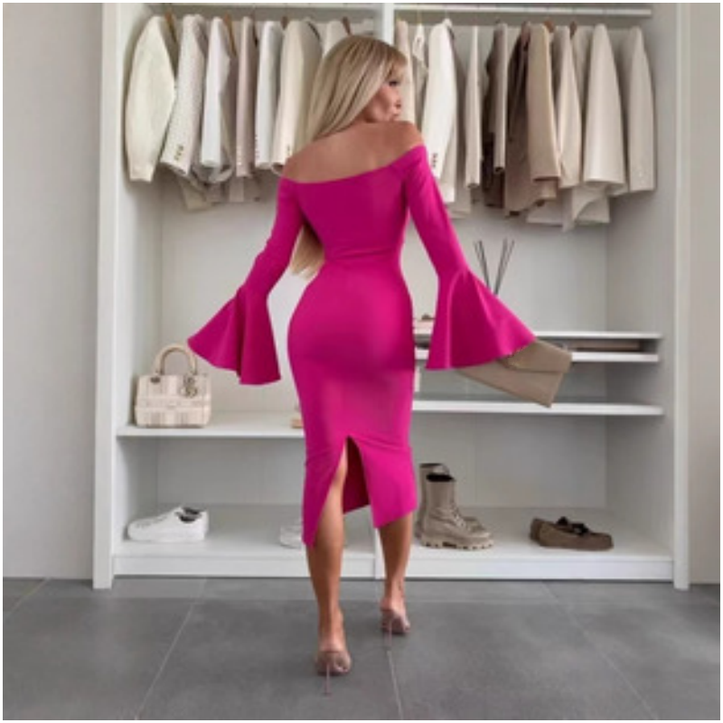 💕Limited Sale 50% OFF -New arrivals for summer 2025🥻Off-Shoulder Bell Sleeve Midi Dress