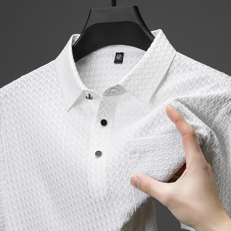 👕Men’s Textured Short-Sleeve Shirt🌬️ Comfortable and Breathable, Stylish Texture, Perfect for Business and Casual Wear!