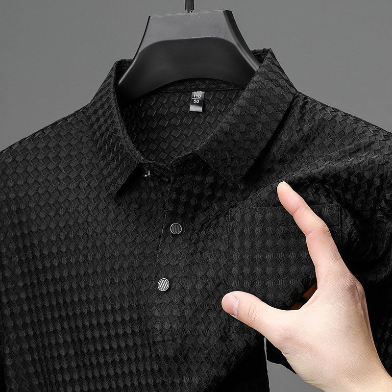 👕Men’s Textured Short-Sleeve Shirt🌬️ Comfortable and Breathable, Stylish Texture, Perfect for Business and Casual Wear!
