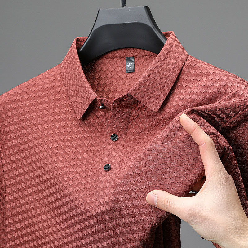 👕Men’s Textured Short-Sleeve Shirt🌬️ Comfortable and Breathable, Stylish Texture, Perfect for Business and Casual Wear!