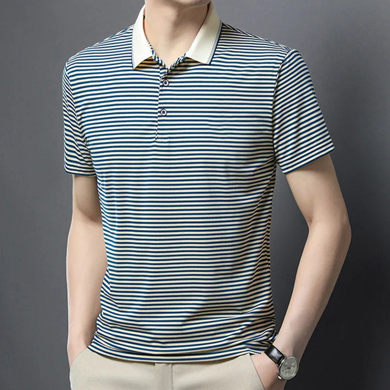 🏖️Meeting The Summer Sale 50% OFF⏳Men's Ice Silk Striped T-Shirt