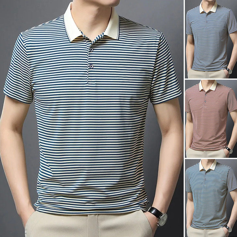 🏖️Meeting The Summer Sale 50% OFF⏳Men's Ice Silk Striped T-Shirt