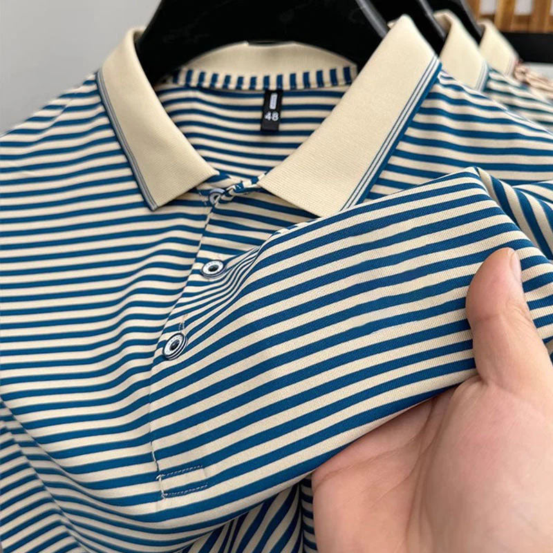 🏖️Meeting The Summer Sale 50% OFF⏳Men's Ice Silk Striped T-Shirt
