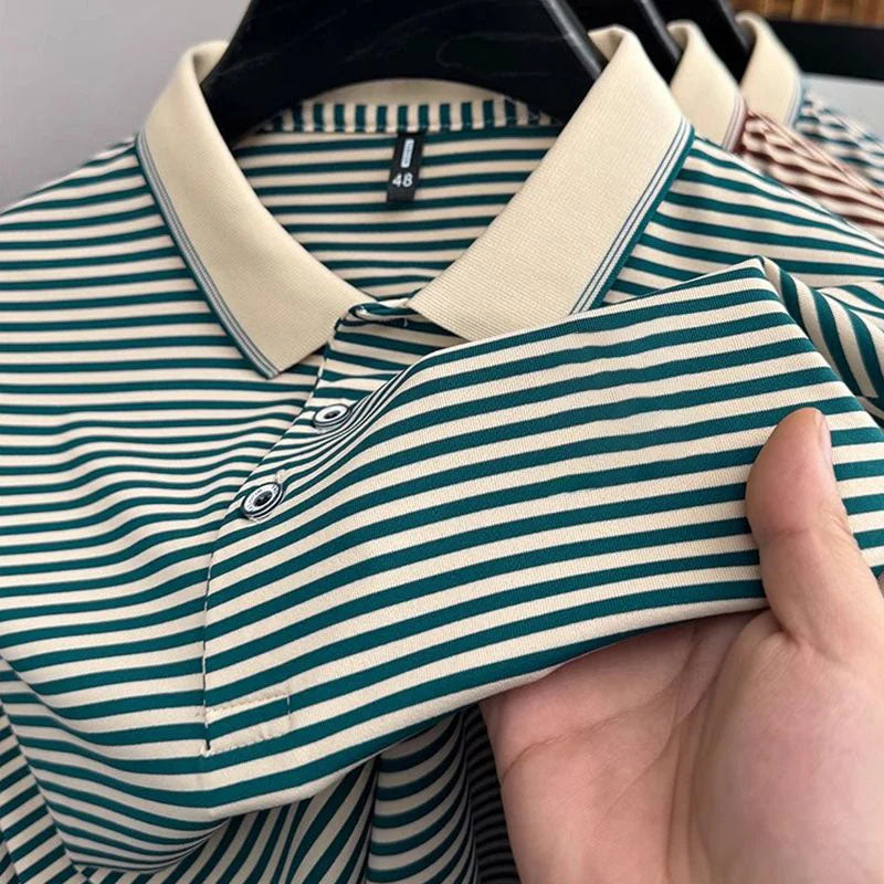 🏖️Meeting The Summer Sale 50% OFF⏳Men's Ice Silk Striped T-Shirt