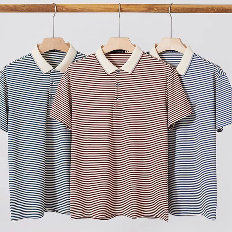 🏖️Meeting The Summer Sale 50% OFF⏳Men's Ice Silk Striped T-Shirt