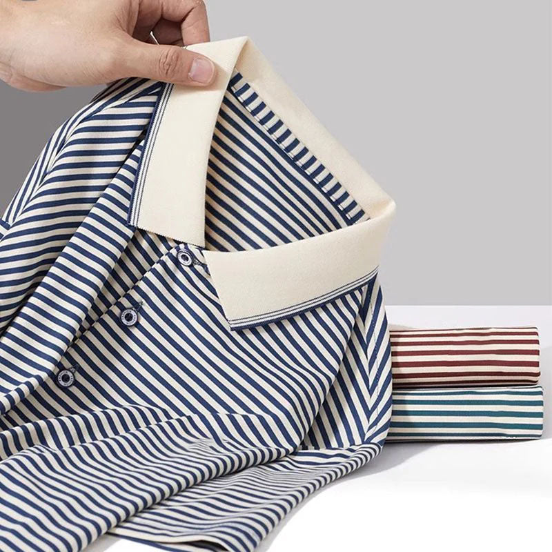 🏖️Meeting The Summer Sale 50% OFF⏳Men's Ice Silk Striped T-Shirt