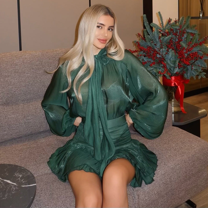 🎀Limited Time 36% OFF🎀 Fashion Bowknot Top High Waist Half-body Skirt Casual Set - Elegant bow design, high-waist cut, perfect for a stylish summer look!
