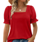 🍃Women's Casual Square Neck Smocked Sleeve T-Shirt(BUY 2✈️ Free shipping）