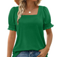 🍃Women's Casual Square Neck Smocked Sleeve T-Shirt(BUY 2✈️ Free shipping）