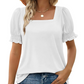 🍃Women's Casual Square Neck Smocked Sleeve T-Shirt(BUY 2✈️ Free shipping）