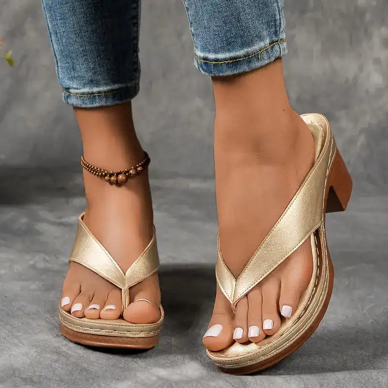 🌞 2025 Last Discount Defore Summer👡Women’s Summer Chunky Heel Flip Flops