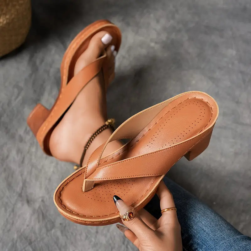 🌞 2025 Last Discount Defore Summer👡Women’s Summer Chunky Heel Flip Flops