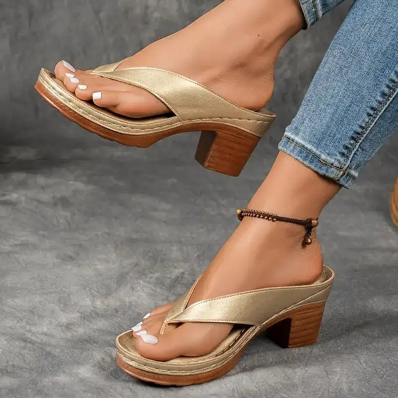 🌞 2025 Last Discount Defore Summer👡Women’s Summer Chunky Heel Flip Flops