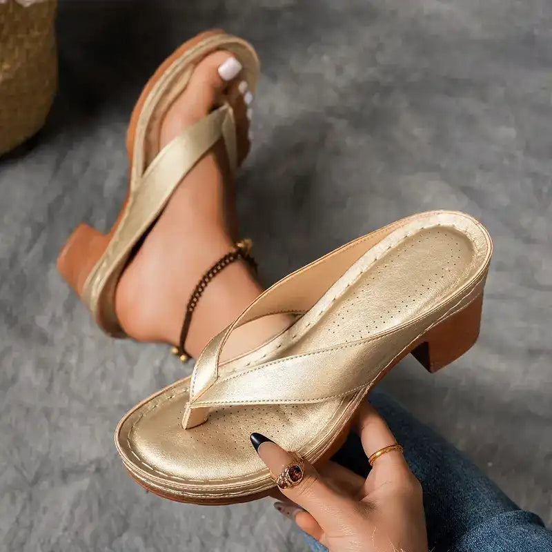 🌞 2025 Last Discount Defore Summer👡Women’s Summer Chunky Heel Flip Flops