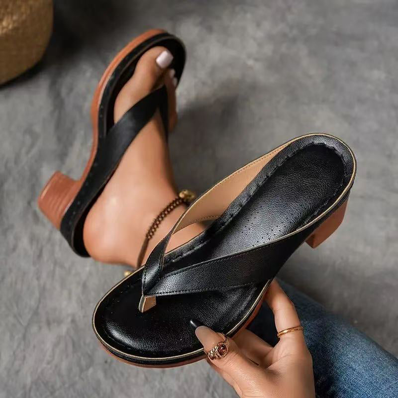 🌞 2025 Last Discount Defore Summer👡Women’s Summer Chunky Heel Flip Flops