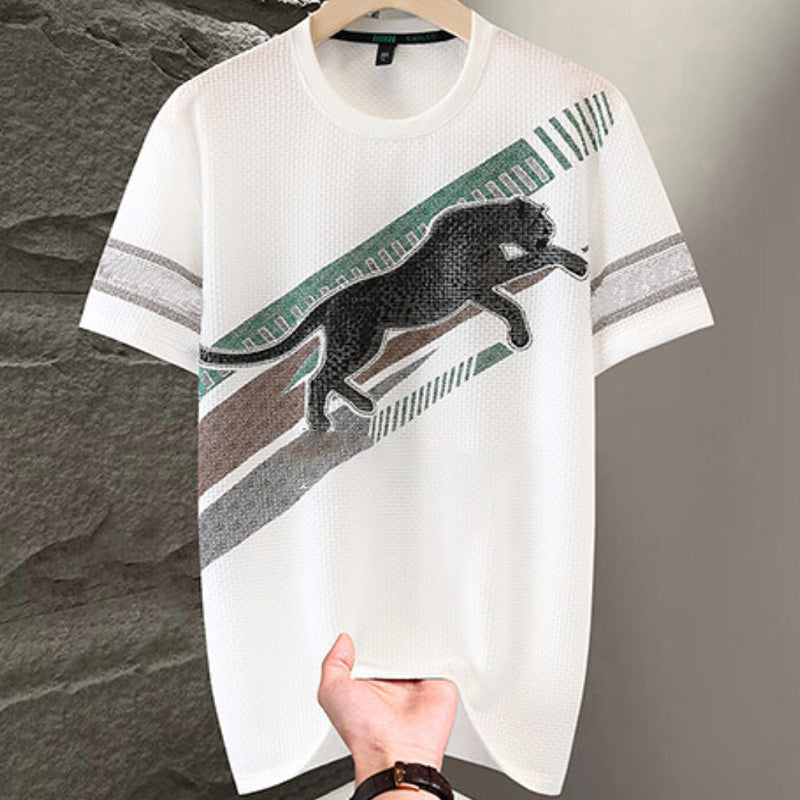 🌞Lightweight and Breathable Summer Essential👕Men's Printed Round Neck Short Sleeve T-shirt