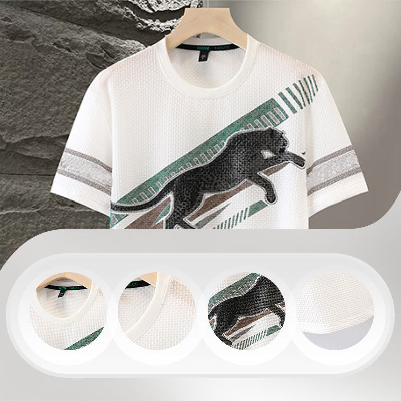 🌞Lightweight and Breathable Summer Essential👕Men's Printed Round Neck Short Sleeve T-shirt