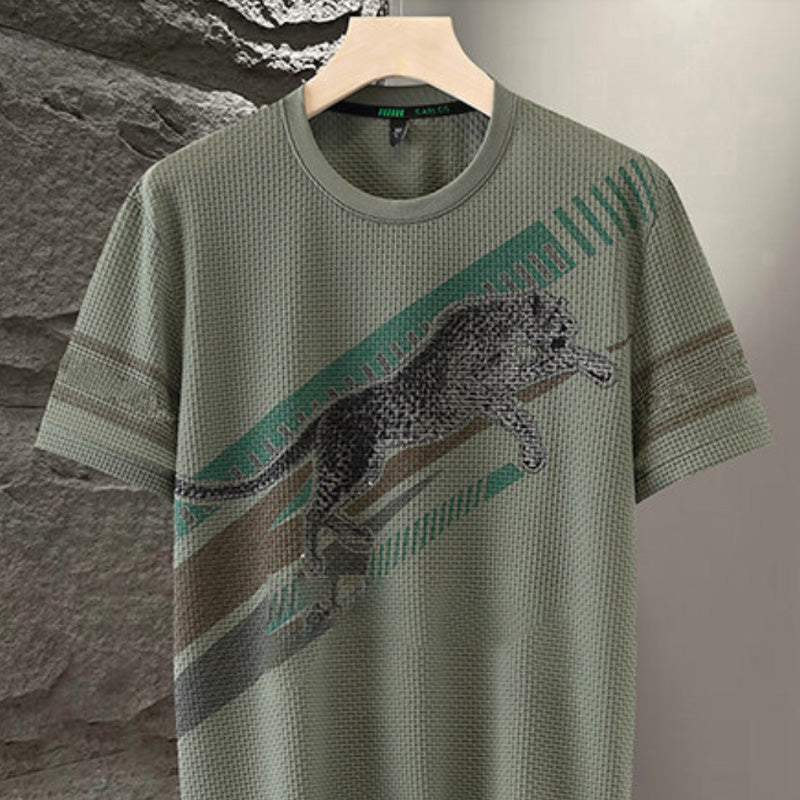 🌞Lightweight and Breathable Summer Essential👕Men's Printed Round Neck Short Sleeve T-shirt