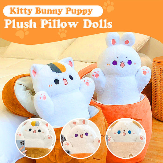🎁Hot Sale 50% OFF🐱🐰Kitty Bunny Puppy Plush Pillow Dolls🧸 Adorable Design, Soft and Cozy, The Perfect Playmate for Kids!