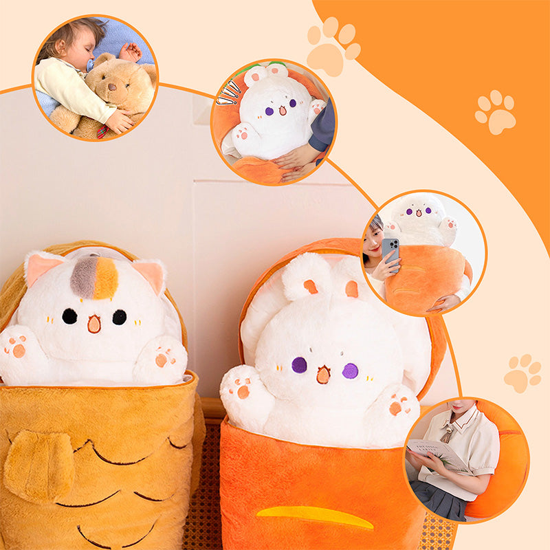 🎁Hot Sale 50% OFF🐱🐰Kitty Bunny Puppy Plush Pillow Dolls🧸 Adorable Design, Soft and Cozy, The Perfect Playmate for Kids!