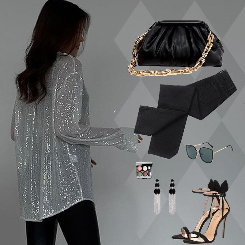 🌟✨Shimmering Sequin Shirt Collection👔 Six Colors Available, Make You the Party Spotlight in Every Piece!