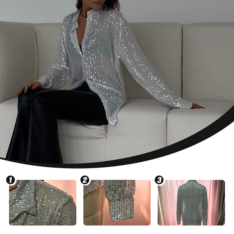 🌟✨Shimmering Sequin Shirt Collection👔 Six Colors Available, Make You the Party Spotlight in Every Piece!