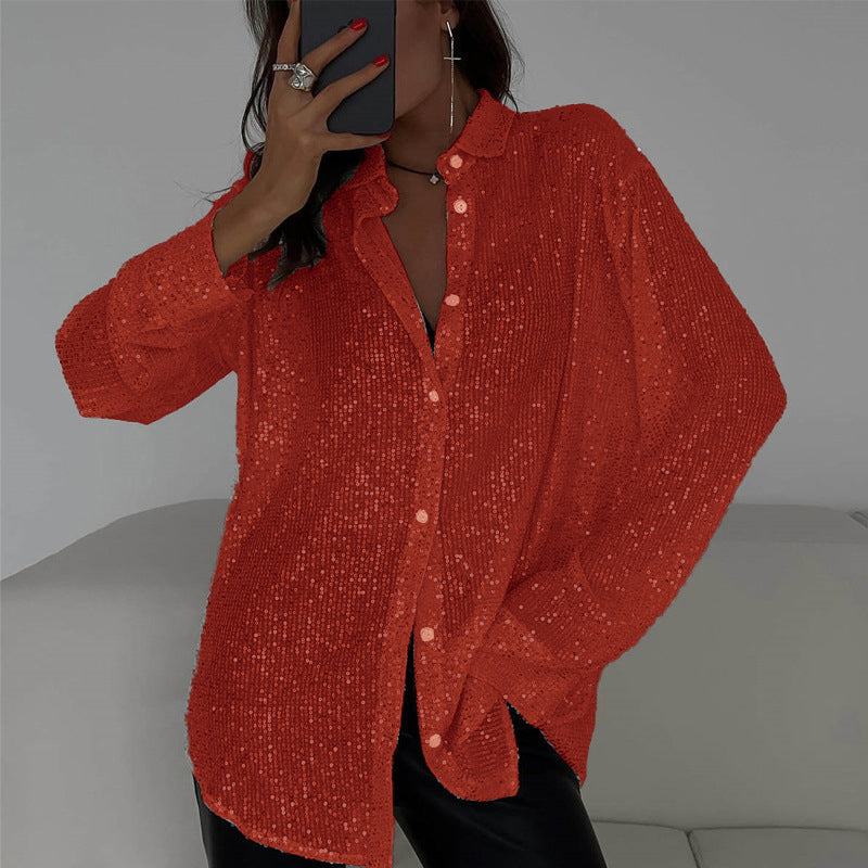 🌟✨Shimmering Sequin Shirt Collection👔 Six Colors Available, Make You the Party Spotlight in Every Piece!