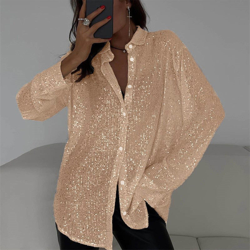 🌟✨Shimmering Sequin Shirt Collection👔 Six Colors Available, Make You the Party Spotlight in Every Piece!