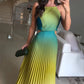 🌈Women's Halter Pleated Gradient Color Dress💞