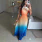 🌈Women's Halter Pleated Gradient Color Dress💞