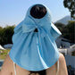 🌞Summer Sun Protection Essentials 👒Large-brim Hollow Sunscreen Hat with Removable Neck Shawl