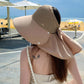 🌞Summer Sun Protection Essentials 👒Large-brim Hollow Sunscreen Hat with Removable Neck Shawl