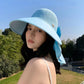 🌞Summer Sun Protection Essentials 👒Large-brim Hollow Sunscreen Hat with Removable Neck Shawl